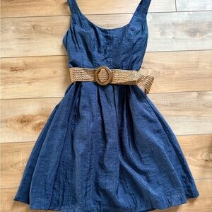 Nine West Blue Pleated Sundress Sleeveless